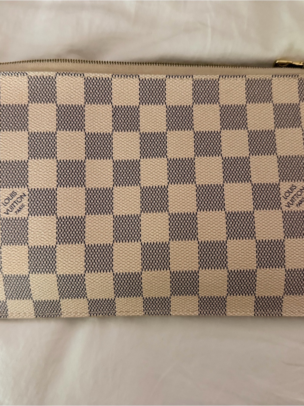 Louis Vuitton Damier Azur Cream & Blue Check Zip Pouch